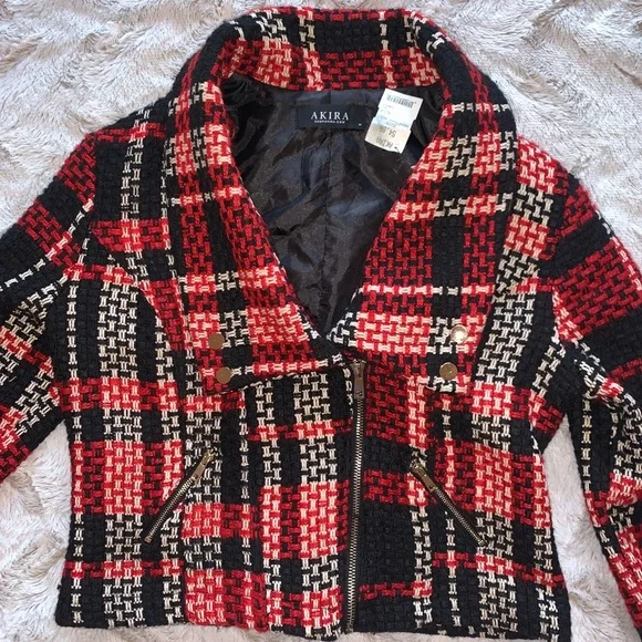 NWT - AKIRA - Red Plaid Jacket - Picture 2 of 10